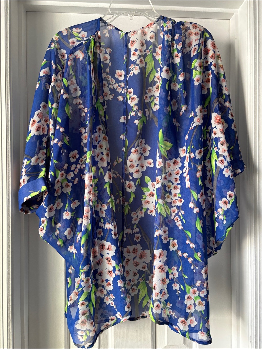 Blue Floral Sheer Kimono Cover-Up